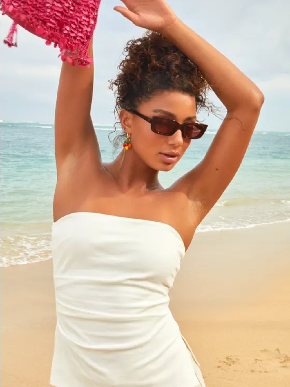 Lulu's effortless mentality white strapless top